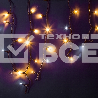 Гирлянда Айсикл (бахрома) светодиодный, 4,0 х 0,6 м, с эффектом мерцания, черный провод 