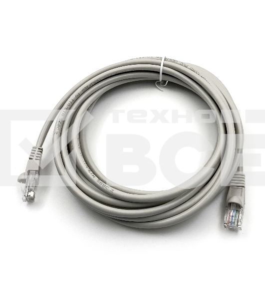 Патч-корд Buro UTP cat5E 5м серый RJ-45 (m)-RJ-45 (m)