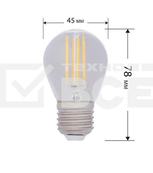Лампа светодиодная филаментная Rexant Шарик GL45 9.5 Вт 950 Лм 2400K E27 золотистая колба