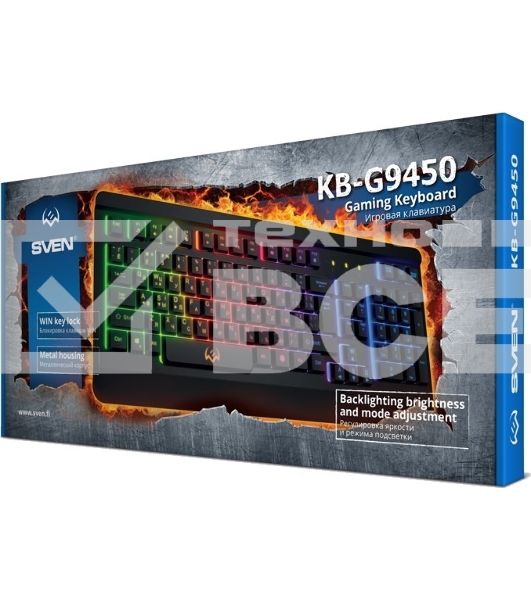 Клавиатура проводная игровая SVEN KB-G9450 (104кл., мет. корпус, 12 Fn функций, подсветка)