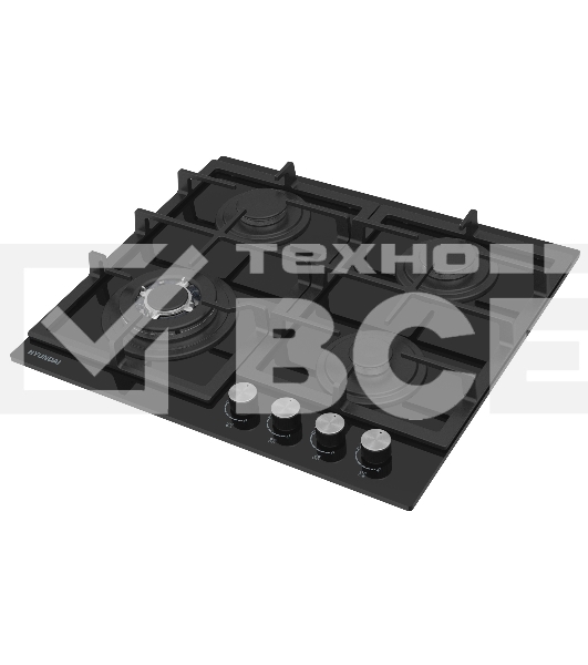 Газовая варочная поверхность Hyundai HHG 6436 BG черный