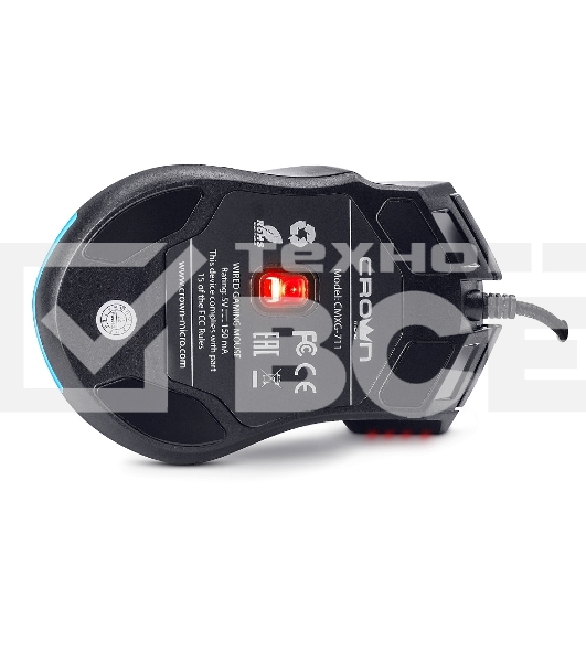 Мышь проводная Crown Gaming CMXG-711 черный, 4000 dpi, USB, кнопки - 8