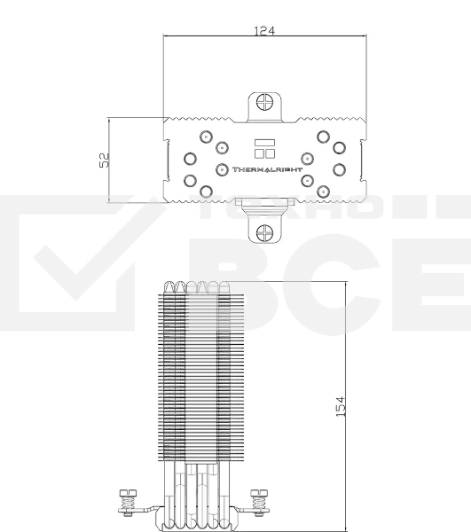 Кулер для процессора Thermalright Burst Assasin 120 (4-pin PWM, 154mm, Ni/CU, 6x6mm, 1x120mm, 66.17CFM, 25.6dBA, 1550RPM, S: 1700, 1200, 115X, AM5, AM4)