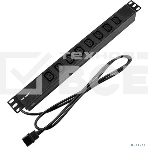 Блок распределения питания Rexant для 19' шкафов, горизонтальный, 8 розеток C13, 10A, без выкл, алюм корп, шнур 2м, вилка C14, фото8