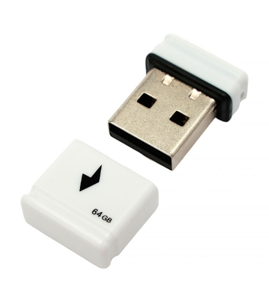 Флешка USB Gembird GFL-2.0-64mini, 64Gb, USB 2.0, R/W 30/15, белый