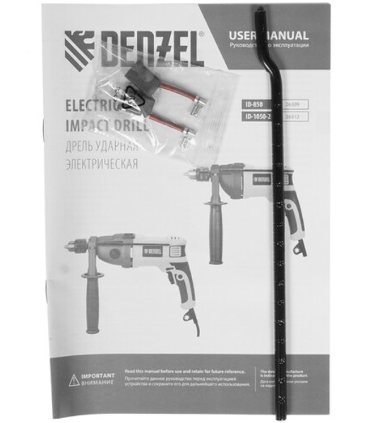 Дрель ударная Denzel IDD-850, 850 Вт, 0-2800 об/мин, 44800 уд/мин