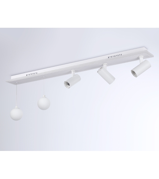 Потолочный светодиодный светильник Ambrella light FL66201/1+5 WH белый 67W 3000K-6400K+G9/2 1000*100*400 (ПДУ ИК)