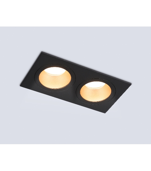Встраиваемый точечный светильник Ambrella light TN102833/2 BK/GD черный/золото GU5.3/2 178*93*50