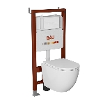 Комплект BAU 6 в 1: инсталляция BAU PRO, унитаз подвесной торнадо Bau Dream Hurricane-2, сиденье дюропласт микролифт, клавиша BAU Hotel, белый глянец, фото2