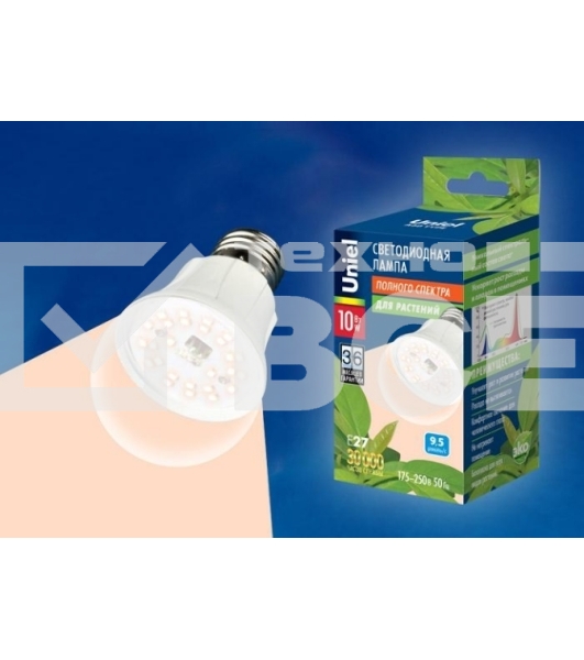Лампа светодиодная для растений (UL-00001820) E27 10W шар прозрачный LED-A60-10W/SPFR/E27/CL PLP01WH lampa_svetodiodnaya_dlya_rasteniy_ul_00001820_e27_10w_shar_prozrachnyy_led_a60_10w_spfr_e27_cl_plp01