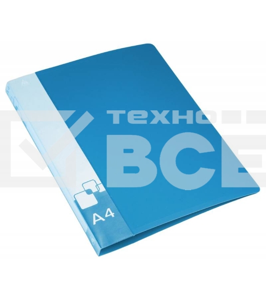 Папка на 2-х D-кольцах Бюрократ -0840/2DBLU A4 пластик 0.8мм кор.40мм внут.и торц.карм синий