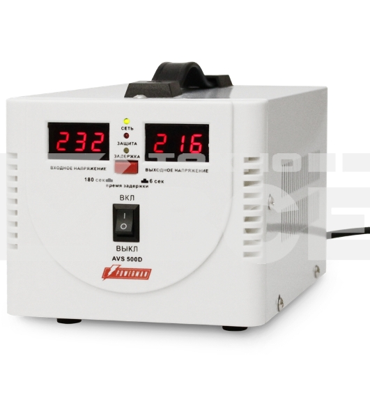 Стабилизатор напряжения Powerman AVS 500D White (220В±8% 500ВА,5А,КПД 98%, циф. индикация вх./вых.)