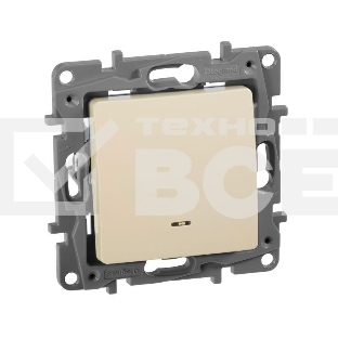 Переключатель с подсветкой, авт., 10AX, сл.кость ETIKA Переключатель с подсветкой, авт., 10AX, сл.кость