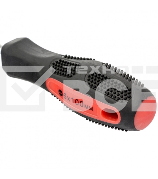 Отвертка Anti-Slip, SL6,0 х 100 мм, CrV, двухкомп. рукоятка Matrix