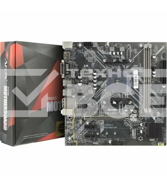 Материнская плата AFOX B450D4-MA5-V2, AM4, AMD B450, 2xDDR4, 4xSATA, 1xM.2, 1xPCIe 3.0 x16, 2xPCIe x1, 1xHDMI, 1xVGA, 1x 1Gb LAN, 2xUSB-A 2.0, 4xUSB-A 3.0, 3x3.5 мм, 5.1, microATX