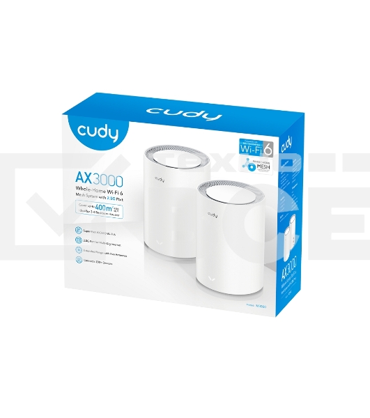 Бесшовный Mesh роутер Cudy M3000(2-PACK) AX3000 10/100/1000/2500BASE-T, белый (упак.:2шт)