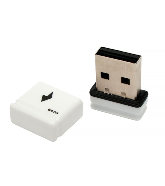 Флешка USB Gembird GFL-2.0-64mini, 64Gb, USB 2.0, R/W 30/15, белый