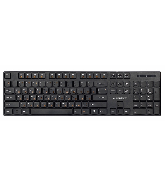 Клавиатура беспроводная Gembird KBW-250, полноразмерная, 104кл, 12Fn, низкий профиль, 2.4 ГГц, черная