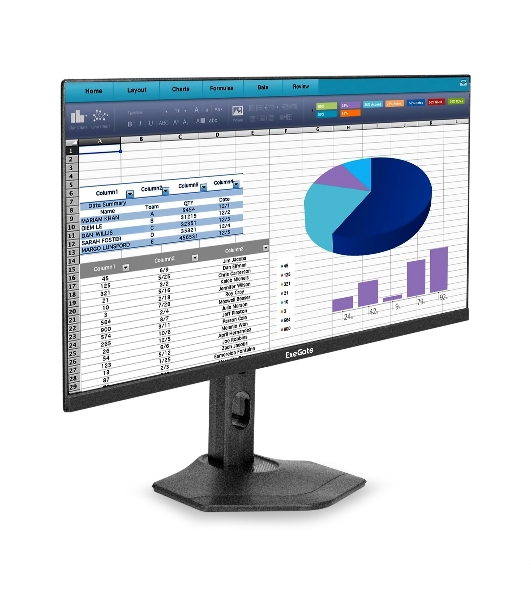 Монитор с аудио 23.8' 100 Гц ExeGate ProSmart EH2400C (IPS LED Grade A+, FHD, 1920x1080@100Гц, 16:9, 250cd/m2, 1000:1, 178°/178°, 3-5ms, audio-out, Speakers, D-Sub, HDMI, DisplayPort, кабель HDMI 1,5м, VESA, регулировка высоты (HAS), регулировка наклона (tilt), поворот экрана (swivel), поворот экрана на 90° (pivot), чёрный)