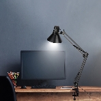 Светильник настольный Rexant Акцент на металлической стойке с винтовым зажимом, с цоколем Е27, 60 Вт, цвет антрацит, фото 1