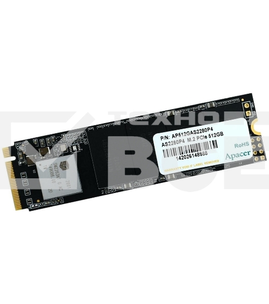 Накопитель SSD Apacer AS2280P4, 512Gb, M.2 2280, PCIe 3.0 x4, NVMe, R/W 2100/1500