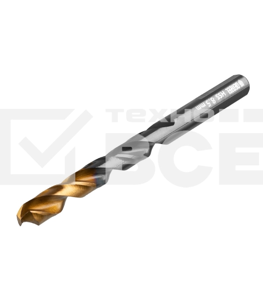 Сверло по металлу, 8,5 мм, HSS-Tin, Golden Tip, 8 шт. Denzel