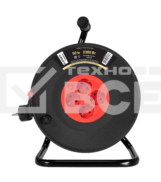 Удлинитель на катушке ExeGate industrial ECS-10-3-50 (4 евророзетки с заземлением, IP20, 50 м, защита от детей, защита от перегрузки, 3х1,0 мм2, 10А/2.3 кВт)