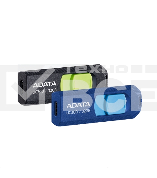 Флеш диск A-Data 32Gb Type-C UC300 ACHO-UC300-32G-RBK/GN USB3.2 черный/зеленый