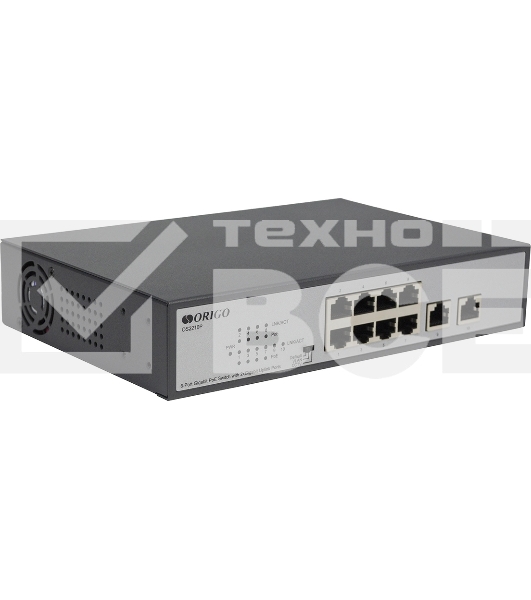Неуправляемый PoE-коммутатор ORIGO Unmanaged Switch 8x1000Base-T PoE, 2x1000Base-T, PoE Budget 120W, Long-range PoE up to 250m, 19