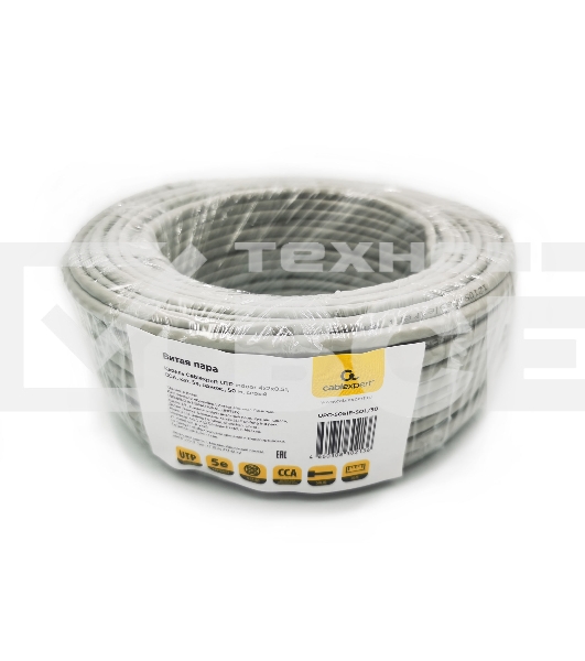 Кабель Cablexpert UPC-5051E-SOL/50, UTP indoor 4x2x0.51, CCA, кат.5е, однож., 50м, серый