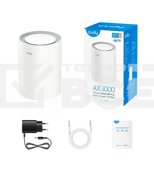 Бесшовный Mesh роутер Cudy M3000(2-PACK) AX3000 10/100/1000/2500BASE-T, белый (упак.:2шт)