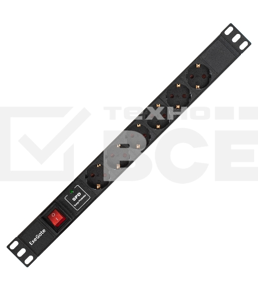 Блок розеток горизонтальный ExeGate ServerPro PDU-19H607 Al-6S-C14-SW-SPD1, 19
