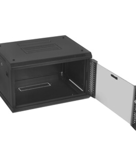 Шкаф телекоммуникационный настенный Hyperline TWB, 19', 6U, 367х600х450 мм (ВхШхГ), дверь: металл, разборный, черный