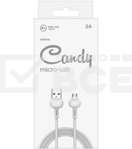 Кабель Redline Candy УТ000021983 micro USB B (m) USB A (m) 1м белый