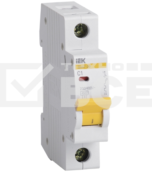 Автоматический выключатель IEK MVA20-1-001-C ВА47-29 1Р1А 4,5кА х-ка С ИЭК