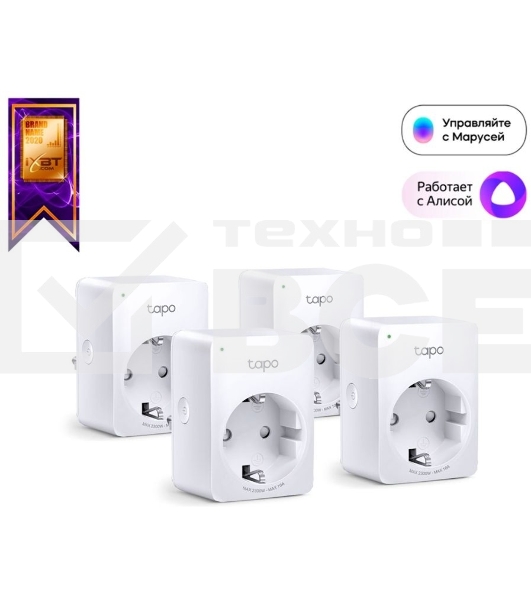 Умная розетка Mini Smart 2.4 GHz Wi-Fi Socket, 4 units, 220-240 V, Max Load 10 A, Bluetooth 4.2 (onboarding only)