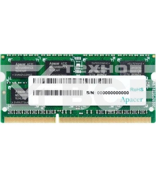 Оперативная память Apacer, DDR3L, 8GB, 1600MHz, CL11, SO-DIMM