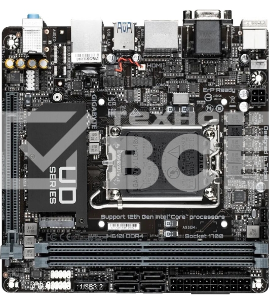 Материнская плата Gigabyte H610I DDR4, LGA 1700, Intel H610, 2xDDR4, 4xSATA, 1xM.2, 1xPCIe 4.0 x16, 1xHDMI, 1xVGA, 2xDP, 1x 1Gb LAN, 2xUSB-A 3.2 Gen 1, 4xUSB-A 2.0, 3x 3.5 мм, 7.1, Mini-ITX