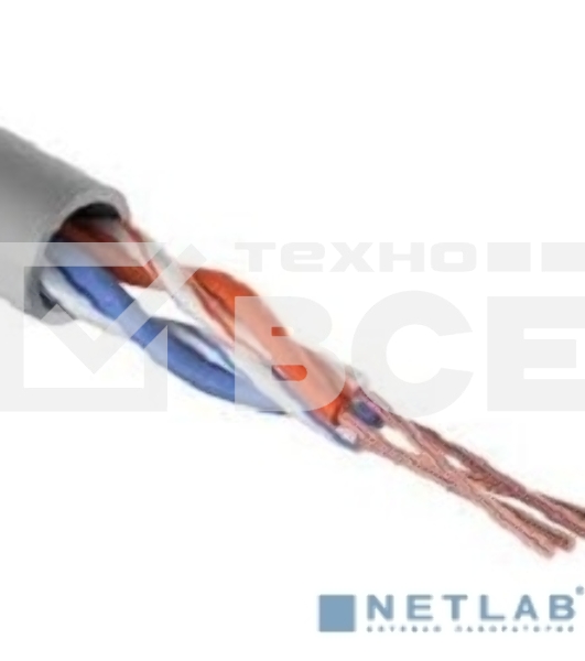 Кабель витая пара Rexant U/UTP, категория 6, ZH нг(А)-HF, 4PR, 23AWG, внутренний, серый, 305 м