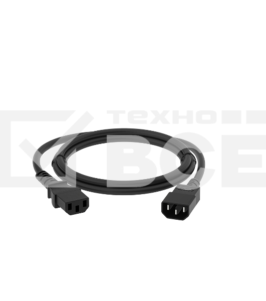 Кабель питания удлинитель GCR PROF С13 - С14, 3*1,0 мм, 5.0m, черный