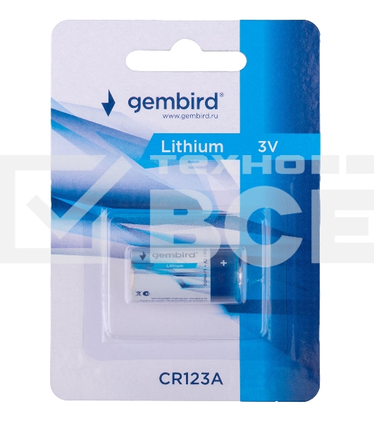 Батарейка литиевая Gembird Gb-CR123A-1B, тип CR123A, 1шт, блистер