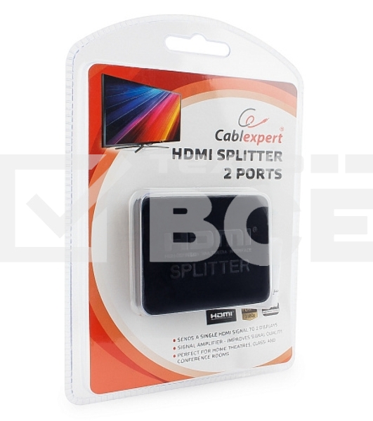 Разветвитель HDMI Cablexpert DSP-2PH4-03, HD19F/2x19F, 1 компьютер => 2 монитора, Full-HD, 3D, 1.4v