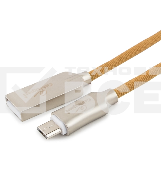 Кабель USB 2.0 Cablexpert CC-P-mUSB02Gd-1M, AM/microB, серия Platinum, длина 1м, золотой, блистер