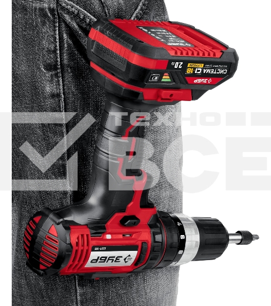 Дрель-шуруповерт аккумуляторная Зубр ДШУ-185-22, Аккумуляторный, 18В, 2 АКБ, Ударный, Кейс