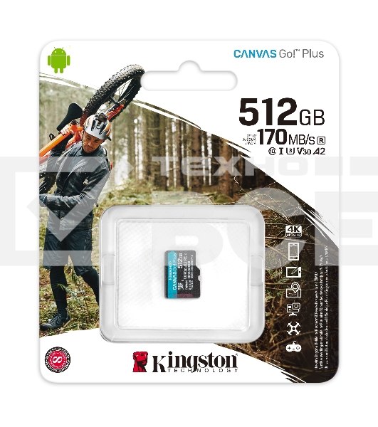 Флеш карта Kingston microSD 512GB microSDXC Class 10 UHS-I U3 V30 Canvas Go Plus 170MB/s