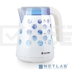 Чайник Vitek VT-7048 W Мощность: 2200 Вт. Объем: 1,7 л. Материал корпуса: термостойкий пластик. Тип нагревательного элемента: скрытый. Блокировка включения без воды. Индикация включения. Индикатор уровня воды. Фильтр. Подсветка. Контроллер Strix. Декорати, фото2