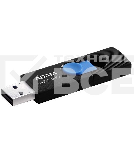 Флеш диск 128GB A-DATA UV320, USB 3.2, черный/голубой