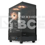 Компьютерный корпус  HSPD F510, Panoramic Mid Tower, черный, TG, 0.5 SPCC, 3x120mm ARGB ATX, mATX, mITX 180/280/160mm 1x2.5