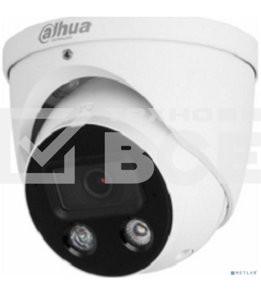 Уличная купольная IP-видеокамера TiOC DAHUA DH-IPC-HDW3849HP-AS-PV-0360B-S5 с ИИ и активным сдерживанием 8Мп; 1/2.7” CMOS; объектив 3.5мм, видеоаналитика, ИК 30м, LED 30м, IP67, корпус: металл