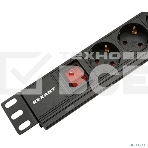 Блок распределения питания Rexant для 19' шкафов, горизонтальный, 8 розеток СЕЕ 7/4, 10A, выкл, алюм корп, гнездо C14, фото7